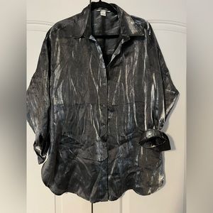 Metallic over size button up blouse